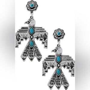 Silver and Turquoise Bird Earrings N1535